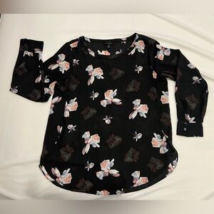 LIKE NEW - Banana Republic Black Floral Abigail Blouse -Sz M